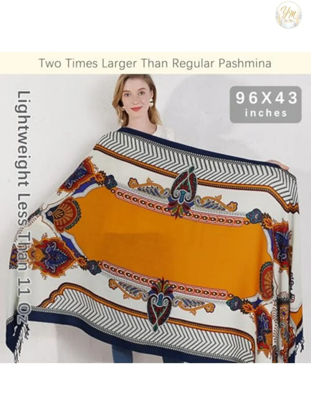 100% Merino Wool Oversized Pashmina Wrap for Women
